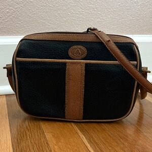 Vintage Liz Claiborne Black and Brown Leather Crossbody Bag